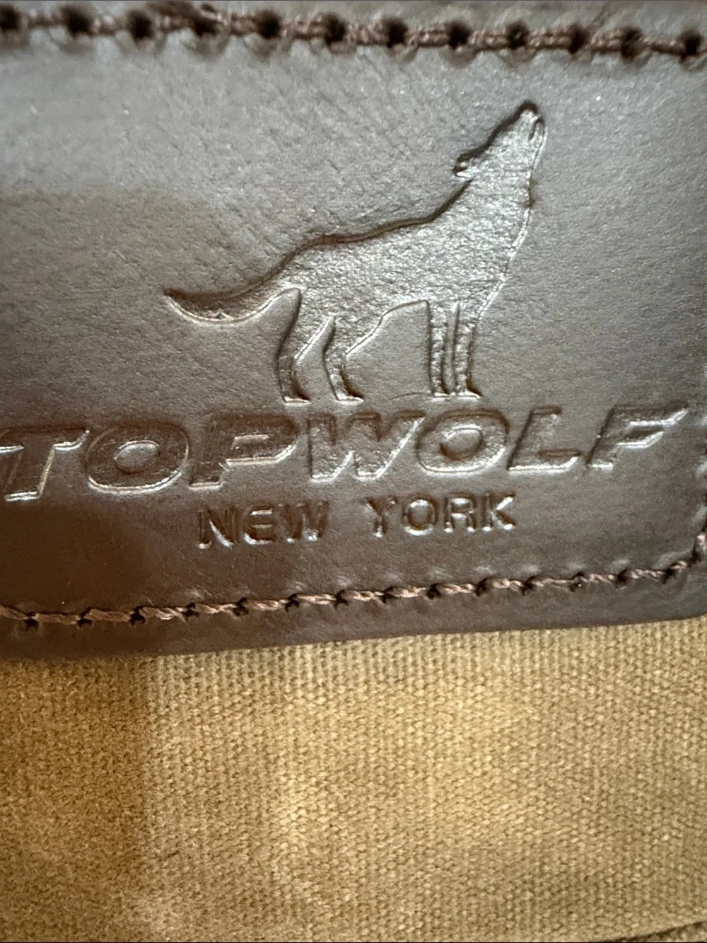 Topwolf Olive Canvas Backpack with Brown Leather Straps